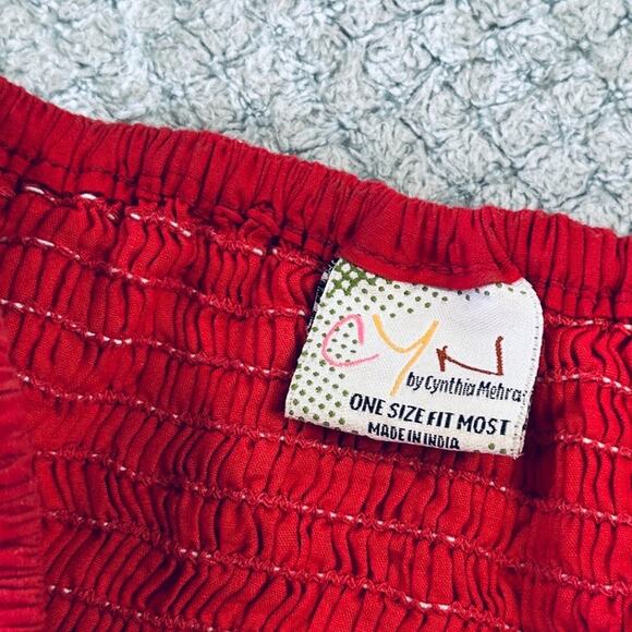 vintage retro y2k red floral boho babydoll strapless sundress mini wmns M CYN - Picture 5 of 5